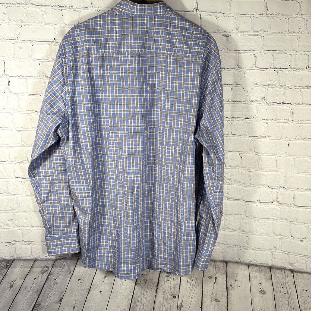 Johnston & Murphy Johnston & Murphy Plaid Button-Down Shirt XL Cotton Blue Multicolor Men Regular Long Sleeve Size US XL / EU 56 / 4 - 4 Thumbnail