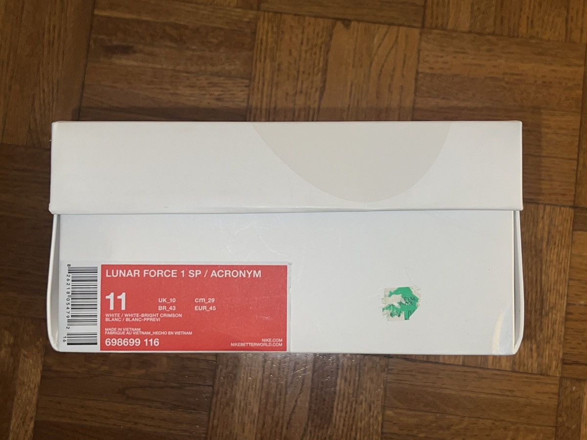 Acronym × Nike Nike Lunar Force 1 SP - DS! NEW - White/Bright Crimson Size US 11 / EU 44 - 7 Thumbnail