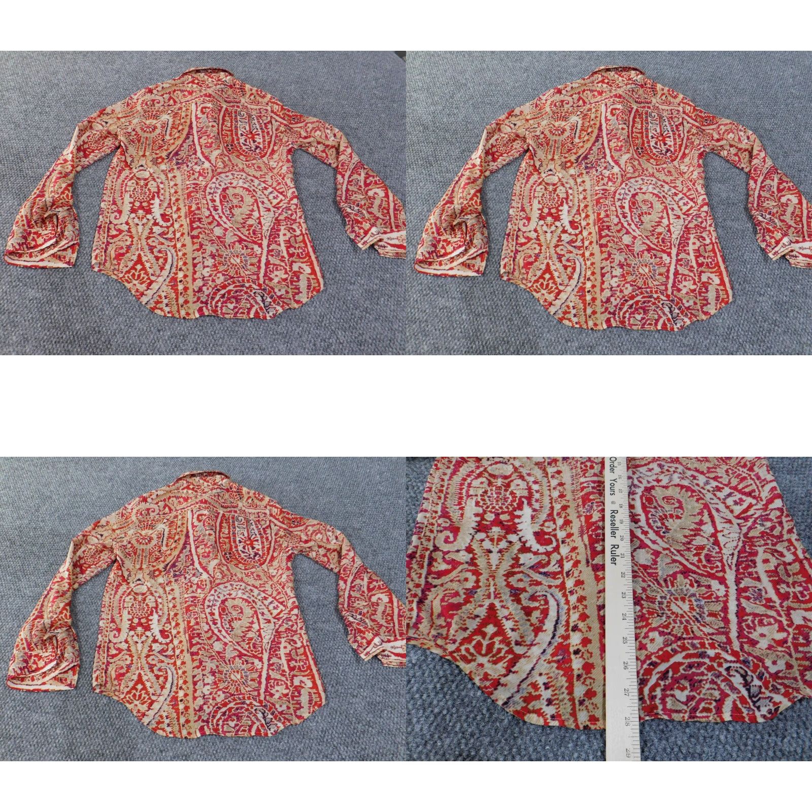Jones New York Jones New York top Womens Button-Up City casual Geometric Red S Small Long Sleeve Collared Polyester Rayon Regular Stretch Size S / US 4 / IT 40 - 8 Thumbnail