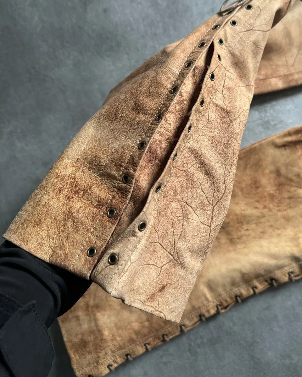 Vintage 2000s Plein Sud Artisanal Marble Leather Pants Size 30" / US 8 / IT 44 - 6 Thumbnail