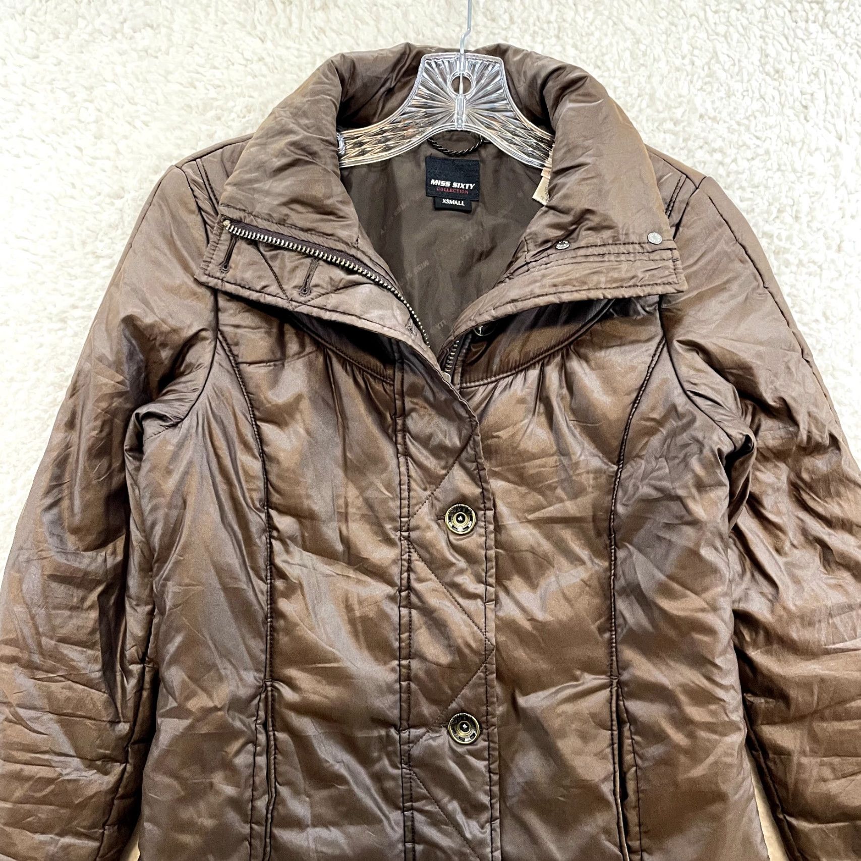 Miss Sixty VINTAGE Miss Sixty Coat Jacket Womens XS/S Brown Winter Puffer Y2K Italian Size XS / US 0-2 / IT 36-38 - 3 Thumbnail