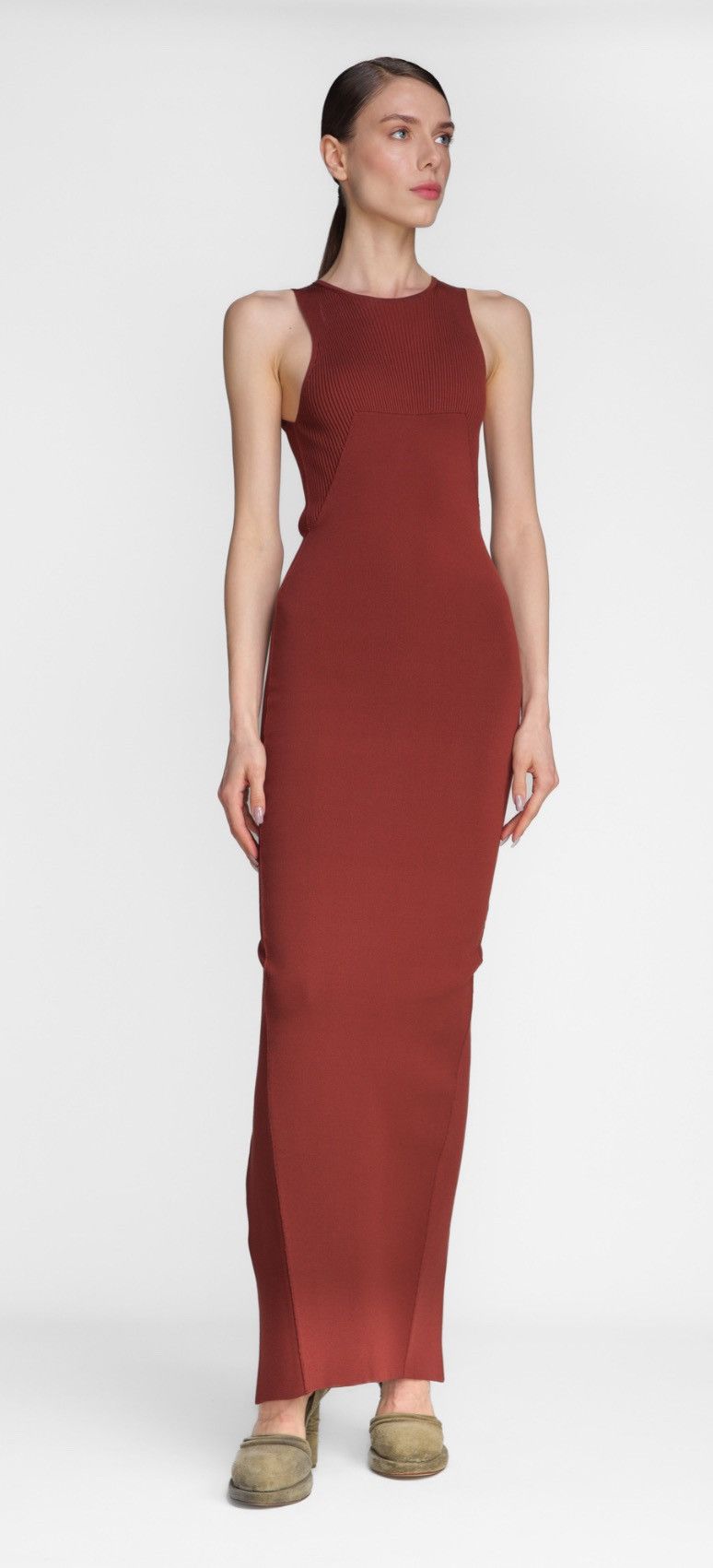Rick Owens Last Size Rick Owens Ribbed Jersey Brown Dress Size M / US 6-8 / IT 42-44 - 2 Thumbnail