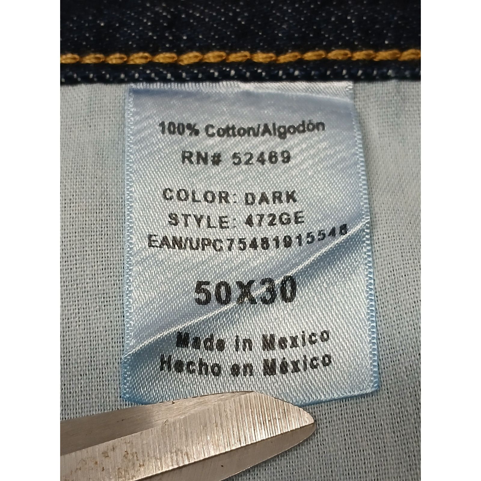 George George (50x30) Men's Straight Leg Relaxed Blue Denim Jeans Size US 34 / EU 50 - 9 Thumbnail