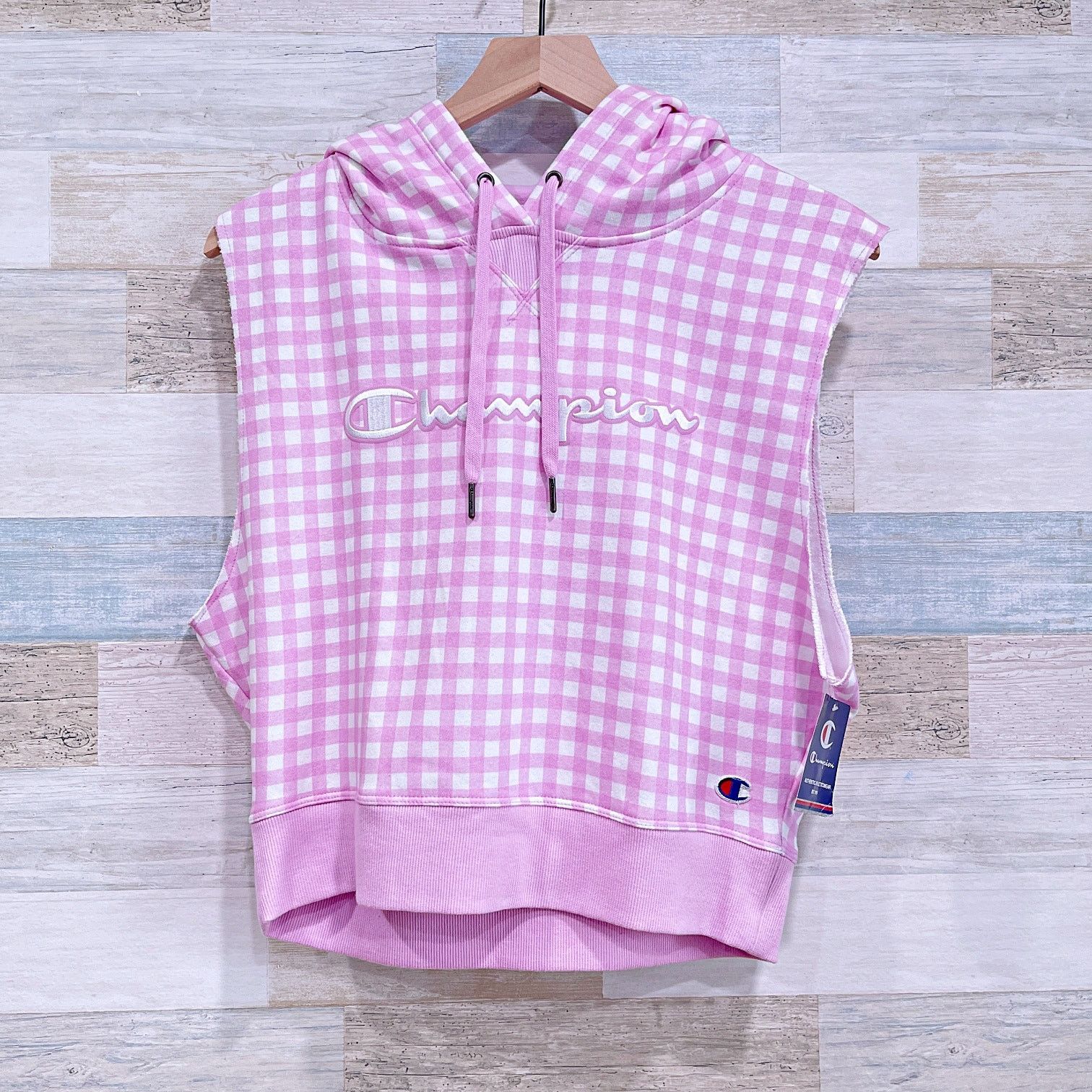 Champion Champion Campus French Terry Hoodie Pink Gingham Womens M Size M / US 6-8 / IT 42-44 - 1 Thumbnail