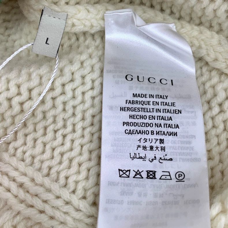 Gucci Gucci Beige striped twisted wool V-neck single-breasted lon Size L / US 10 / IT 46 - 7 Thumbnail