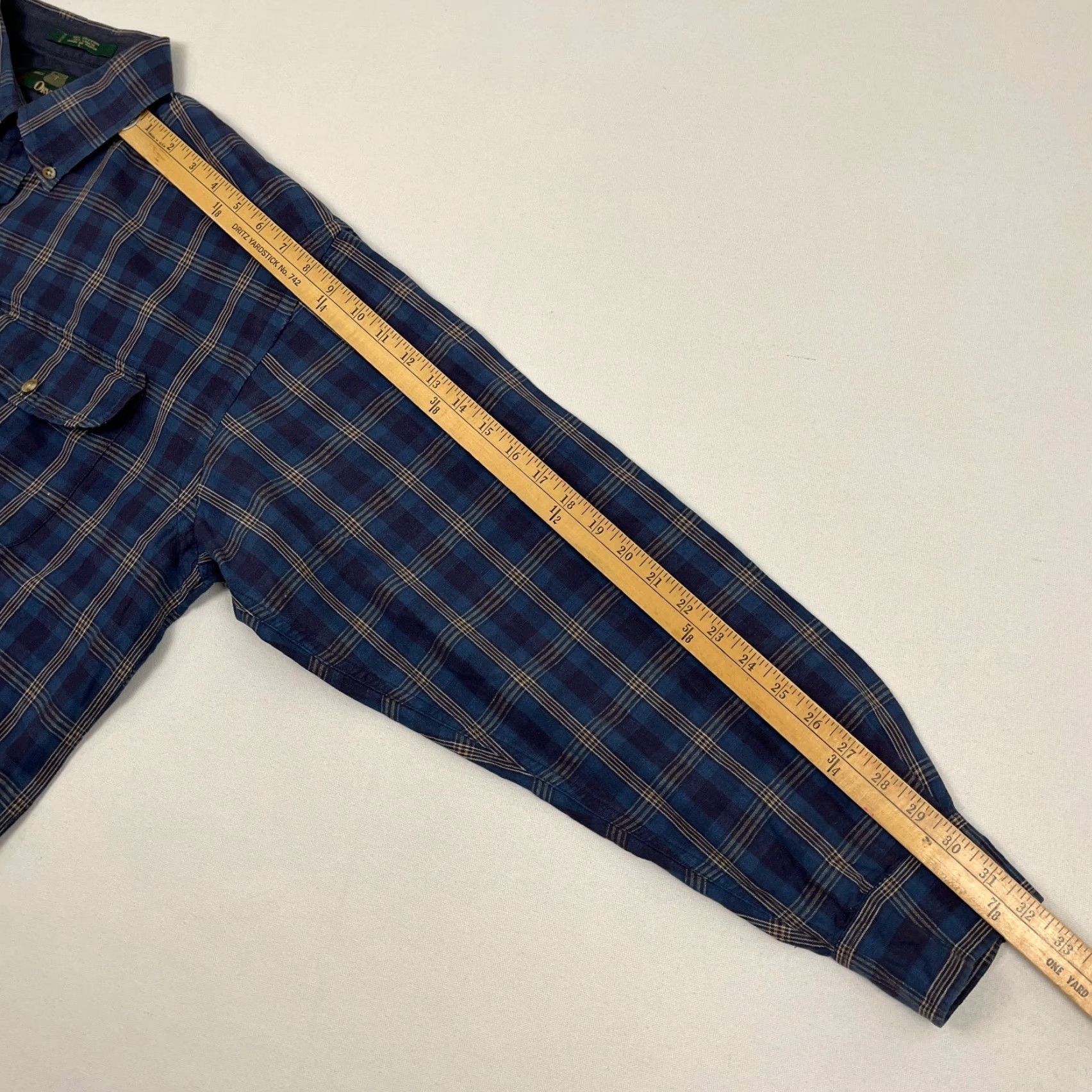 Orvis Orvis Shirt Mens L Blue Plaid Linen Blend Button-Up Long Sleeve VTG - Classic Outdoor, Casual, Travel, Workwear, Button-Down, Blue Plaid, Cotton Linen Size US L / EU 52-54 / 3 - 6 Thumbnail