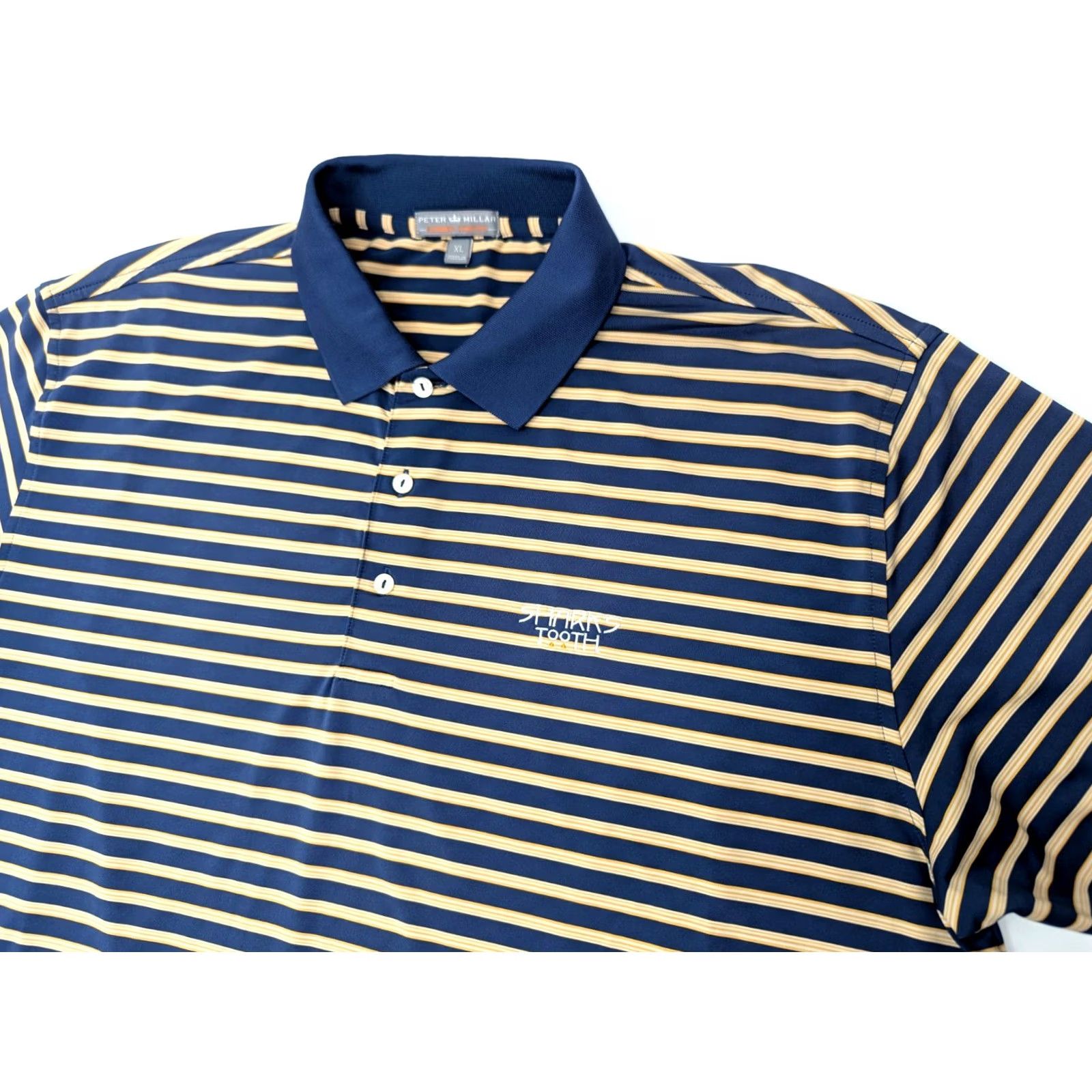Peter Millar Peter Millar Summer Comfort Polo Shirt Men XL Striped Shark Tooth Golf EUC Yellow Blue Multicolor Polo Shirt Mens Size US XL / EU 56 / 4 - 2 Thumbnail