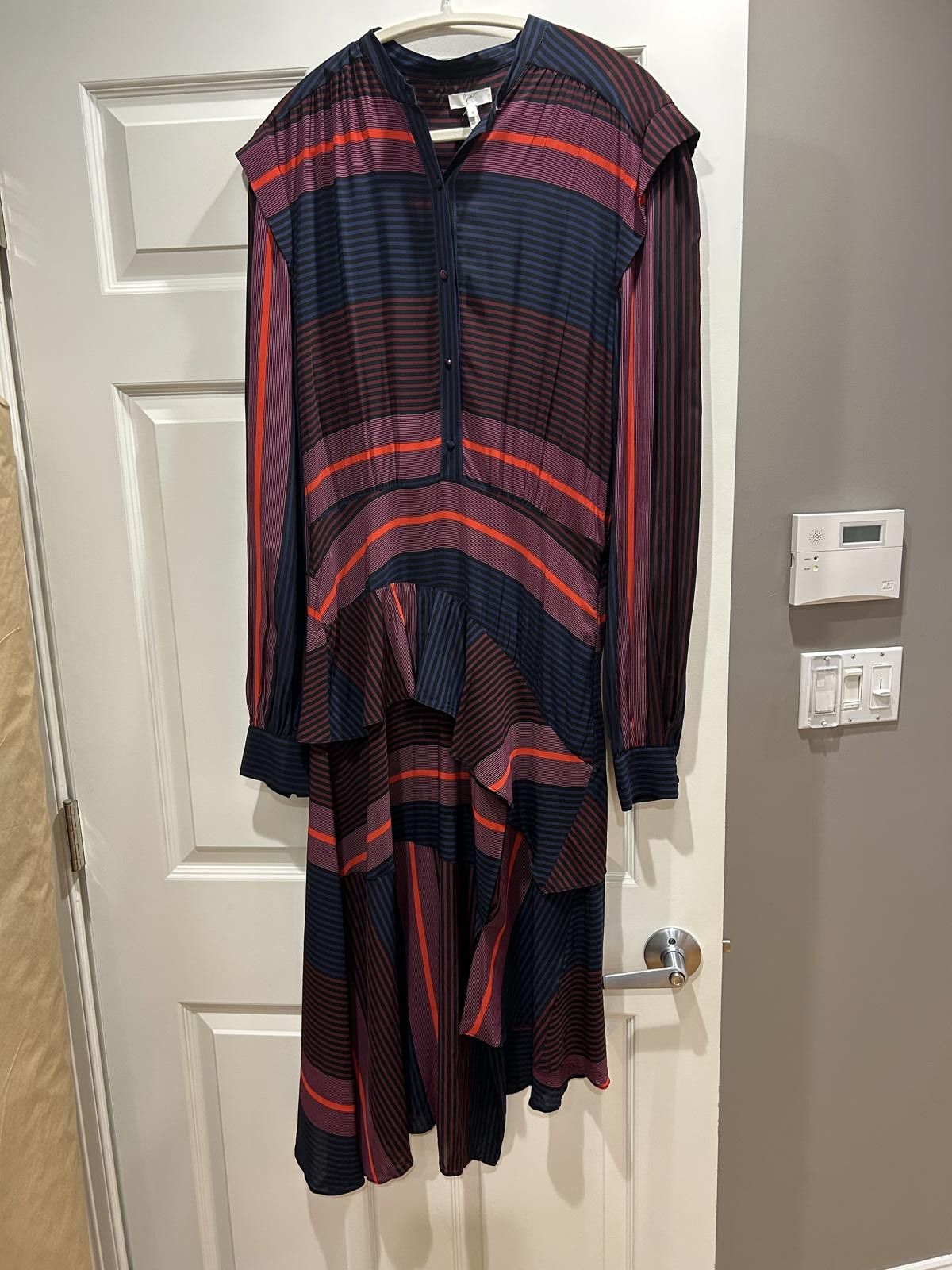 NWT Joie Roz Caviar Midi Dress Asymmetric Long Sleeve 8