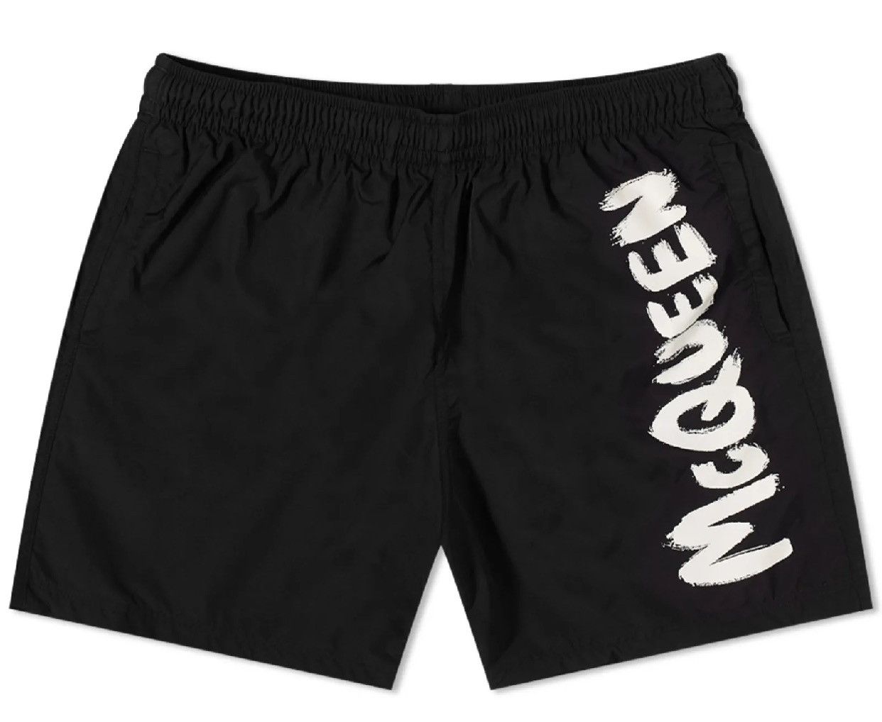 image of Alexander Mcqueen Graffiti Logo Swim Shorts Size 46/s in Black, Men's