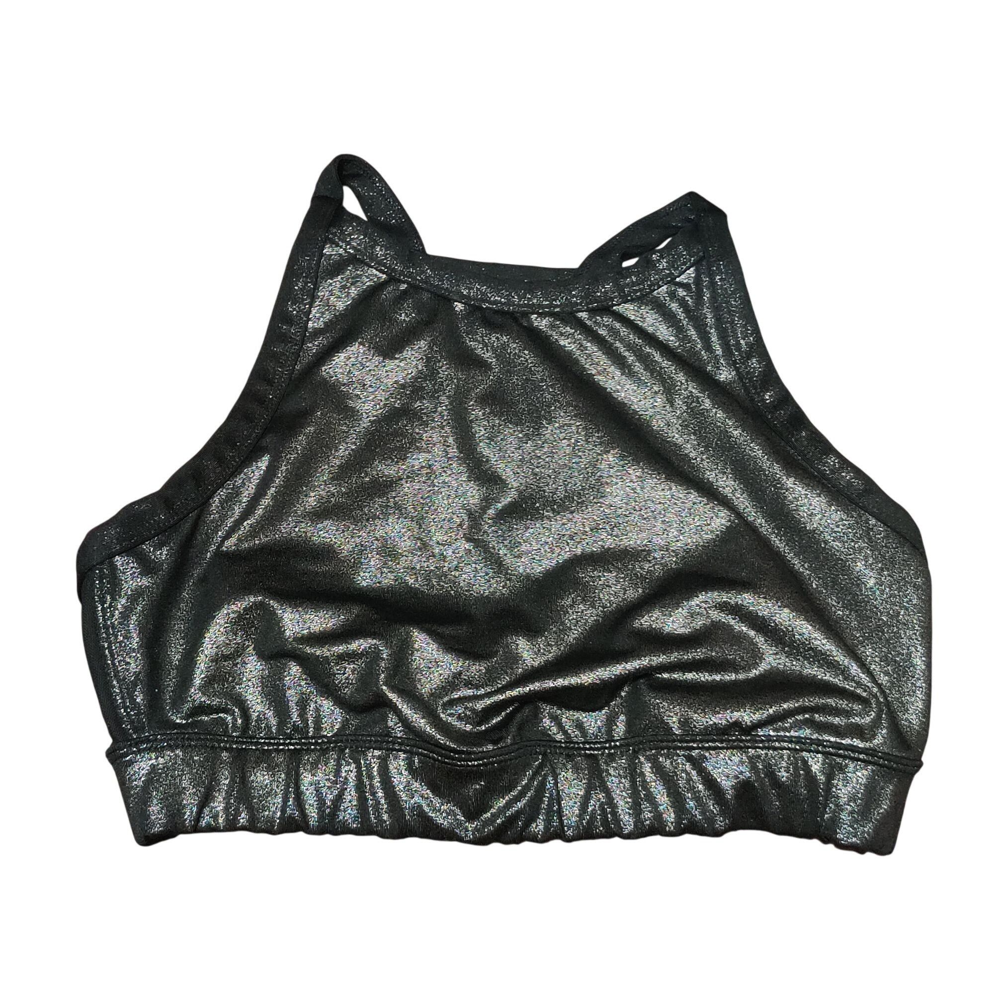 Other JoyLab S Metallic Black High Neck Racerback Sports Bra Dance Size ONE SIZE - 1 Thumbnail