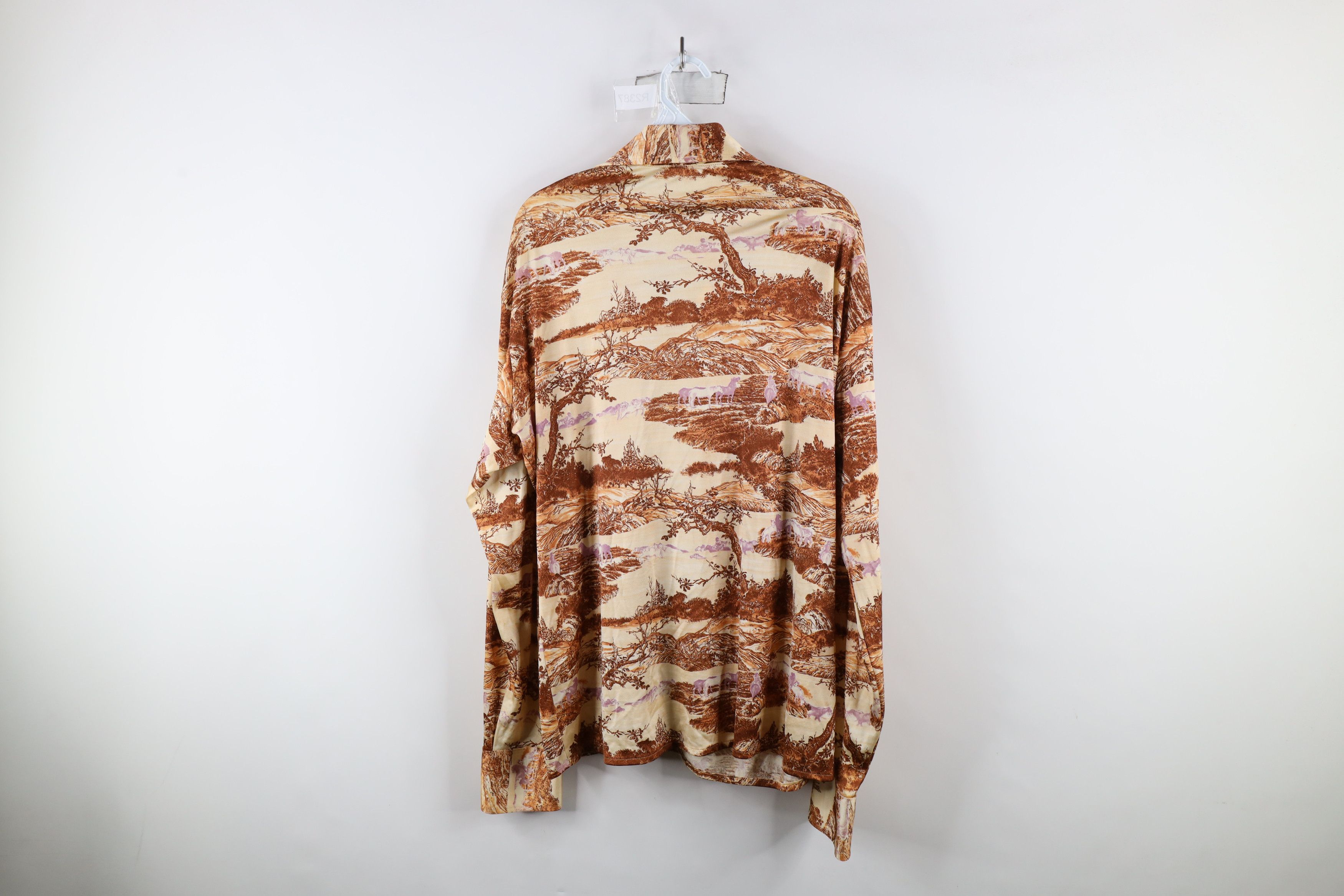 Vintage Vintage 60s 70s Streetwear Over Print Knit Button Shirt USA Size US L / EU 52-54 / 3 - 12 Thumbnail
