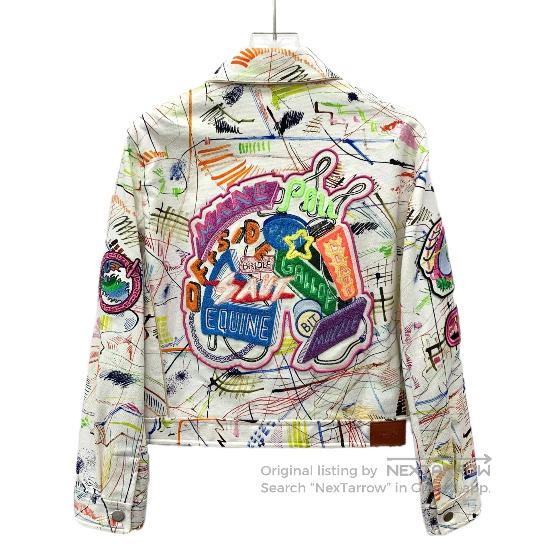 Hermes Hermes White Emblem Graffiti Embroidered Cotton Collar Sin Size XS / US 0-2 / IT 36-38 - 2 Thumbnail