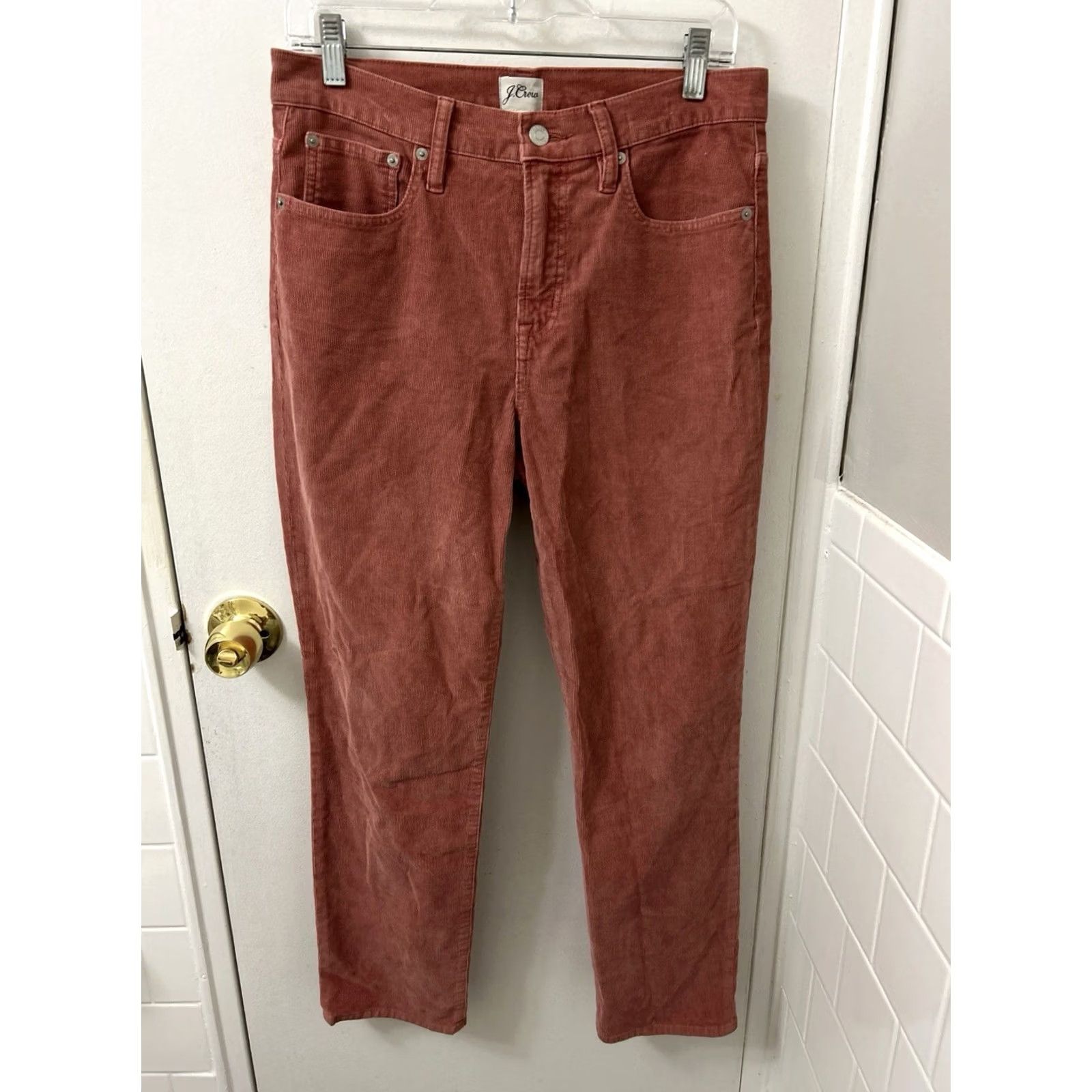Vintage J Crew Vintage Straight Corduroy Pants Womens 29x28 Rose Pink YKK Trousers Size 29" - 2 Thumbnail