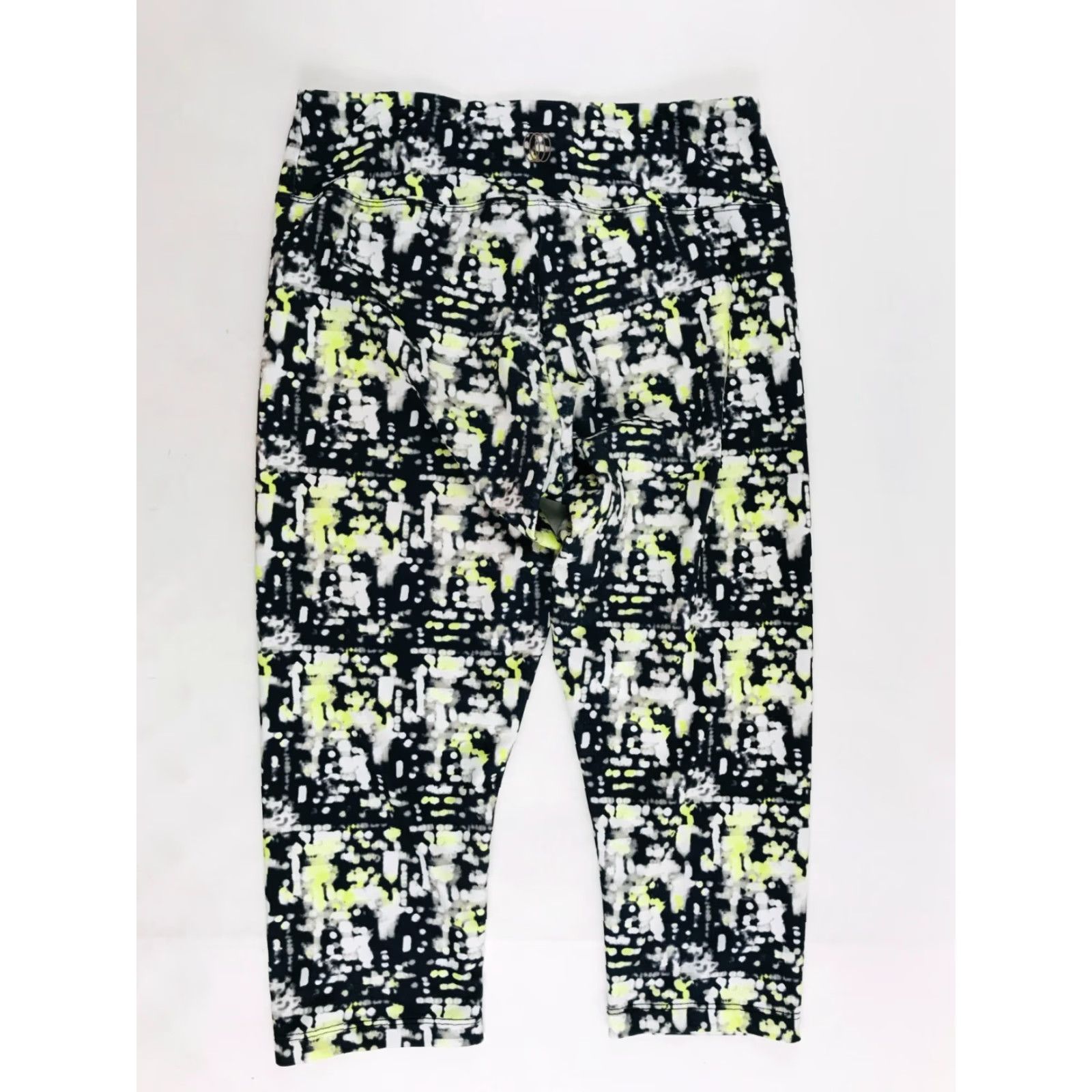 Vintage Balance Collection Pants Women’s Medium Black White Neon Yellow Capri Active Pants Casual Size 32" / US 10 / IT 46 - 2 Thumbnail
