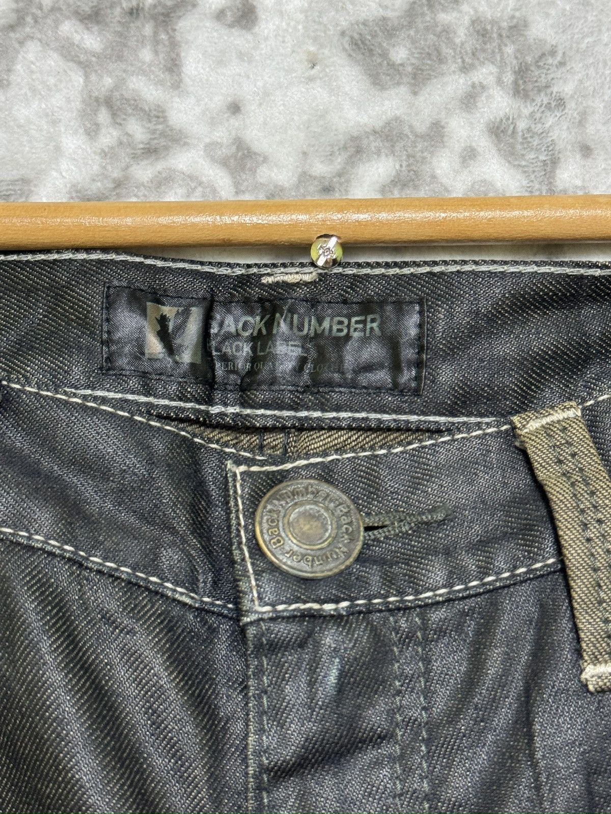 Vintage Back Number Vintage Waxed Washed Claw Marks Denim Japan Size US 34 / EU 50 - 7 Thumbnail