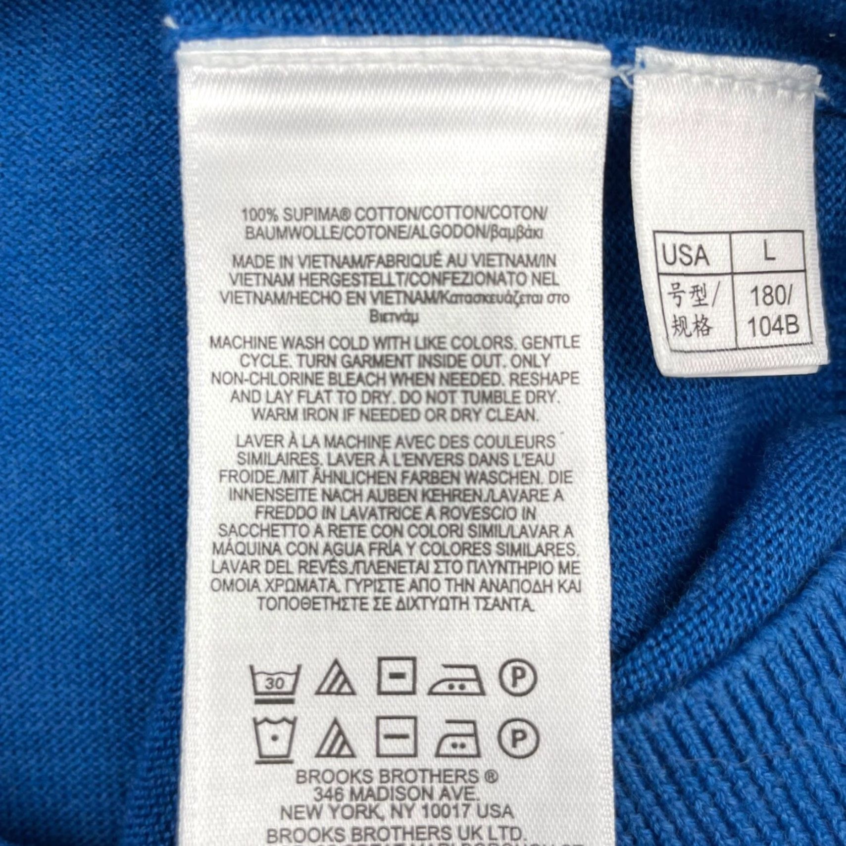 Brooks Brothers Brooks Brothers Men’s 100% Supima Cotton V-Neck Pullover Sweater Blue Large Size US L / EU 52-54 / 3 - 4 Thumbnail