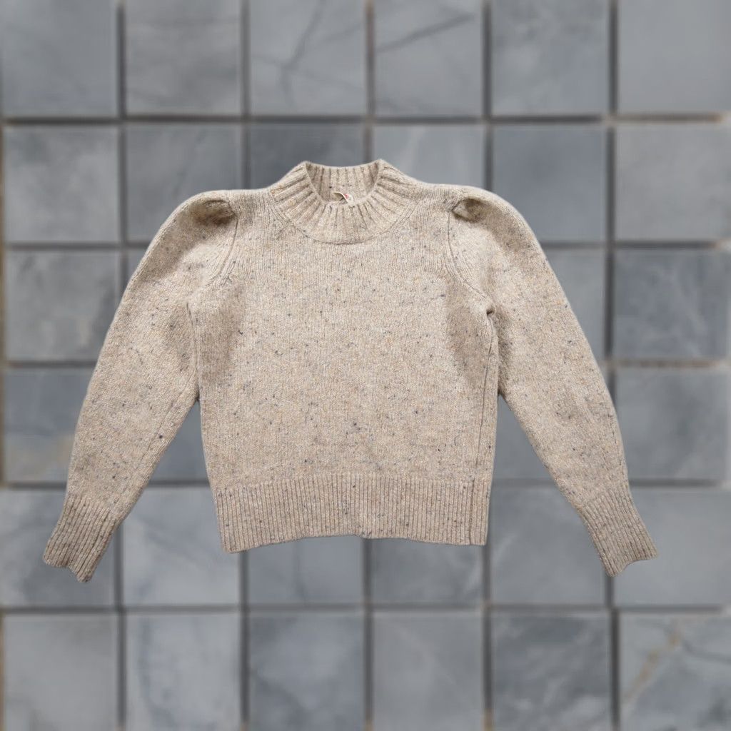 Faherty Faherty Sweater Womens XS Beige Knit Mock Neck Pullover Pullover Shoulder Ladies Knitwear Pullover Long Sleeve Casual Size XS / US 0-2 / IT 36-38 - 1 Thumbnail