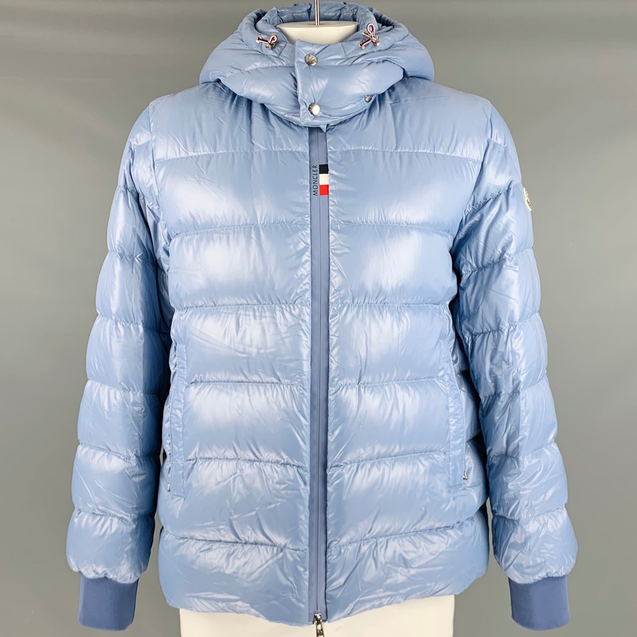 image of Moncler X Light Blue Quilted Polyamide Zip Up Jacket, Men's (Size 2XL)