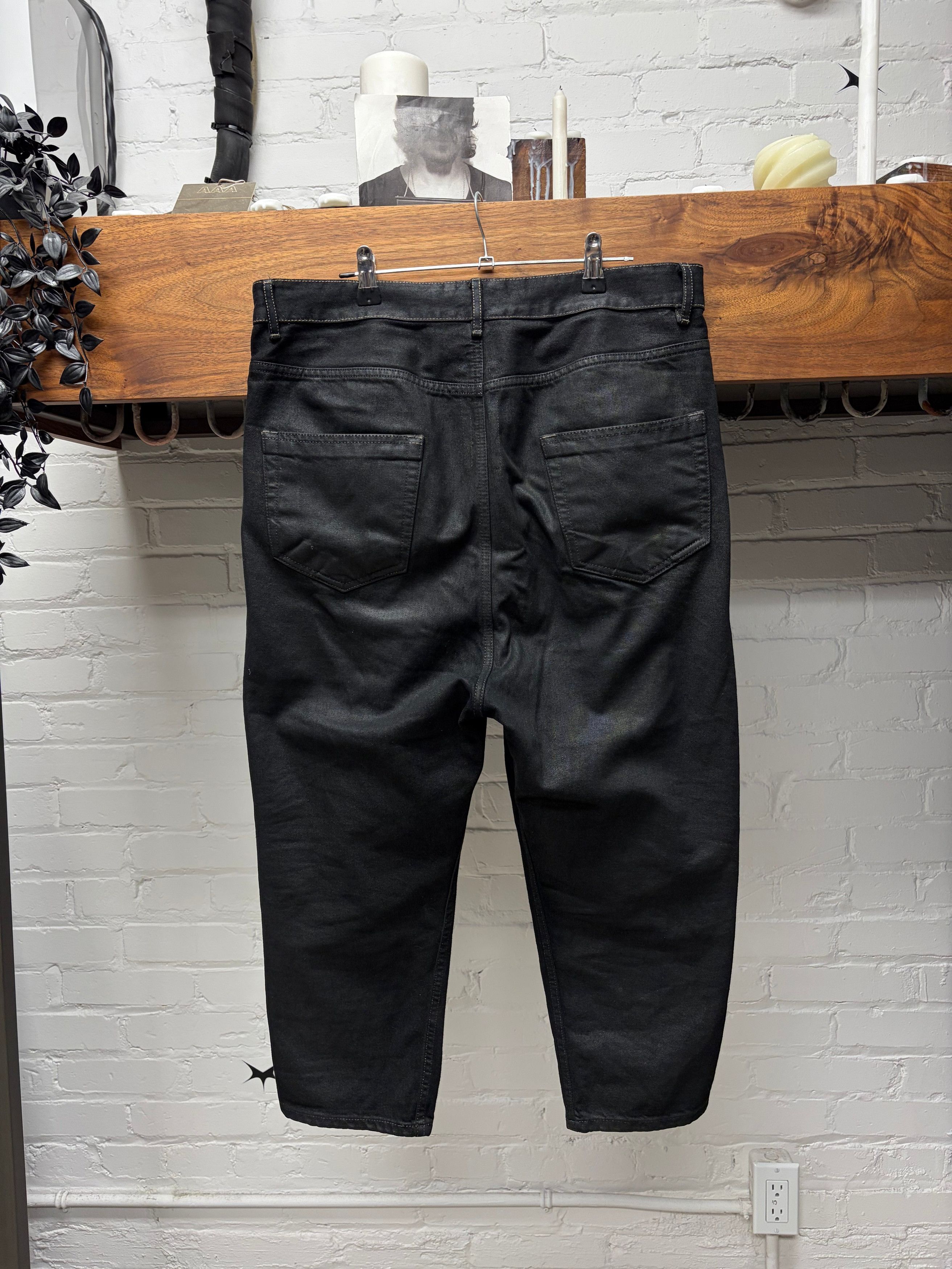 Rick Owens Rick Owens ‘Torrence Cut’ Waxed Black Cropped Denim Size US 32 / EU 48 - 4 Thumbnail