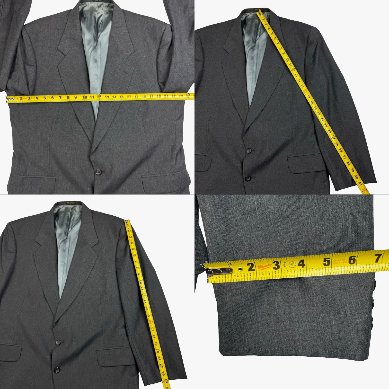 Oscar De La Renta Oscar de la Renta Blazer Jacket Wool 2-Button Gray 46R Mens Regular Notch Lapel Vintage: No Size 46R - 8 Thumbnail