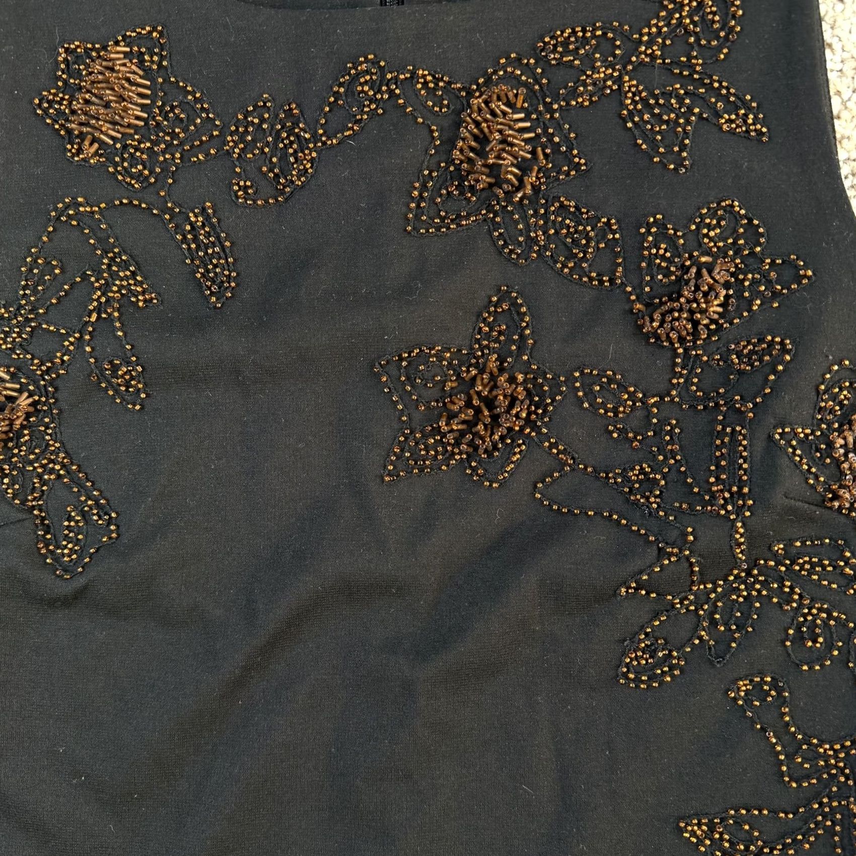 Ann Taylor Ann Taylor Tank Top Womens M Black Beaded Floral Sleeveless Party Cocktail Shirt Womens Medium Beaded Floral Sleeveless Party/Cocktail Size M / US 6-8 / IT 42-44 - 3 Thumbnail