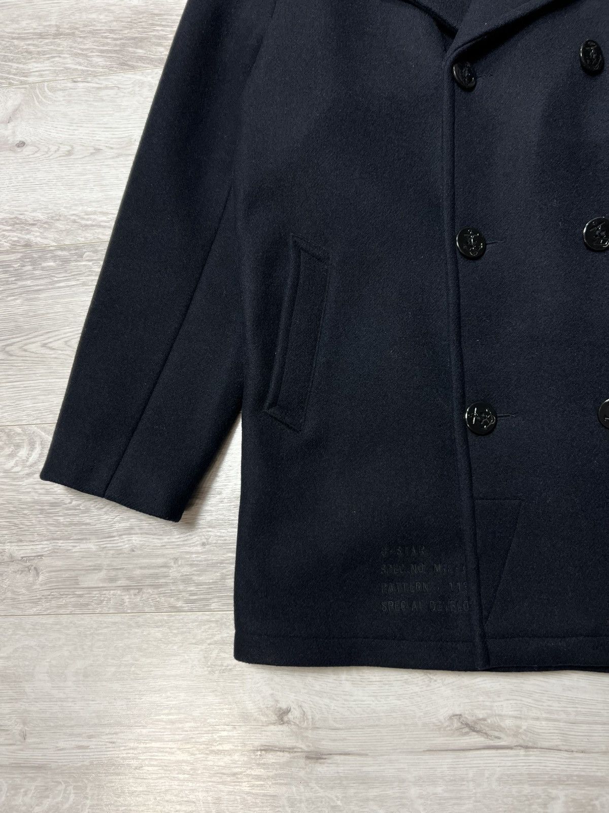 G-Star Rare G-Star RAW Wool Double Breasted Pea Coat Anchor Buttons Size US L / EU 52-54 / 3 - 6 Thumbnail