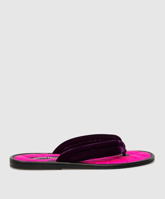 Tom Ford o1y0126 Velvet Flats in Plum Size US 8 / IT 38 - 1 Thumbnail