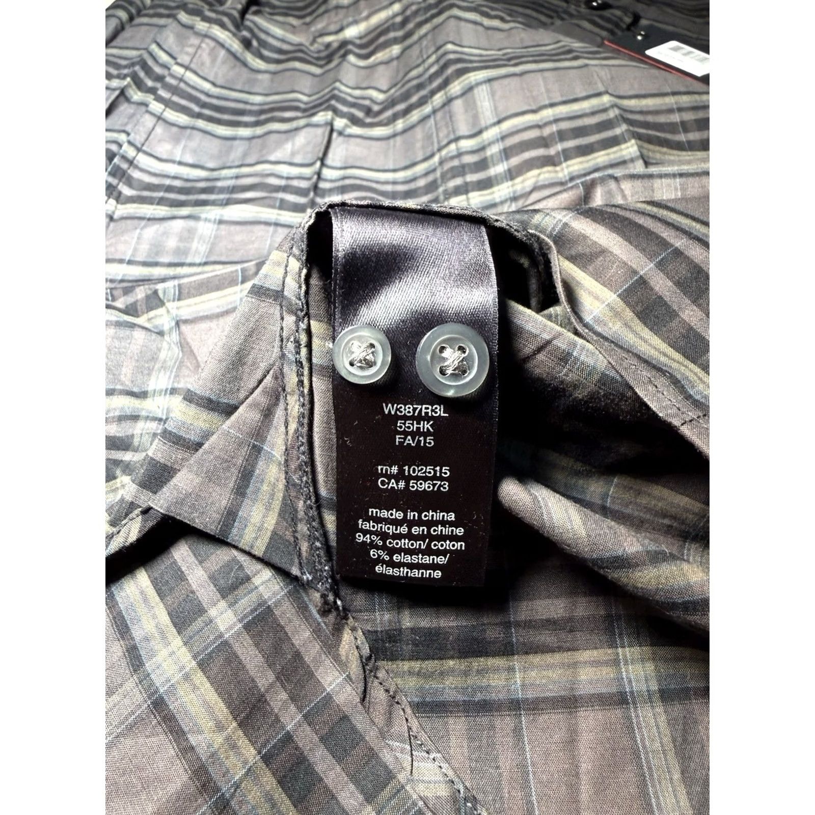 John Varvatos John Varvatos Star USA Luxe Grey Plaid Button Down Shirt LARGE Regular Fit Mens Size US L / EU 52-54 / 3 - 4 Thumbnail