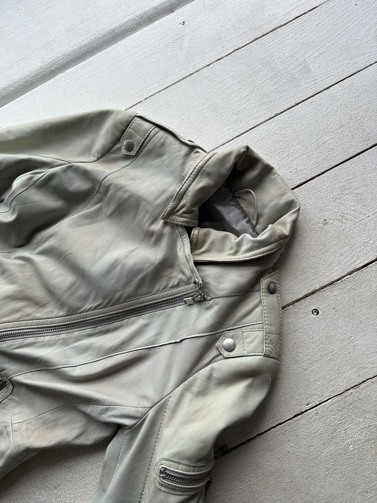 Other 🚨Y2K RICK OWENS TYPE DIRTY SLIM FIT ZIP LEATHER JACKET Size XS / US 0-2 / IT 36-38 - 4 Thumbnail