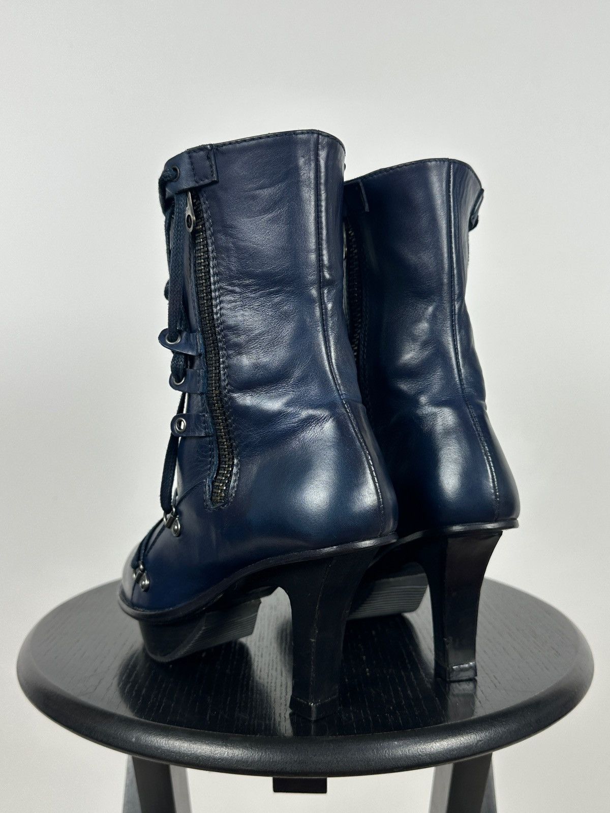 Marithe + Francois Girbaud Marithé + François Girbaud Navy Blue Leather Heeled Boots Size US 6 / IT 36 - 6 Thumbnail