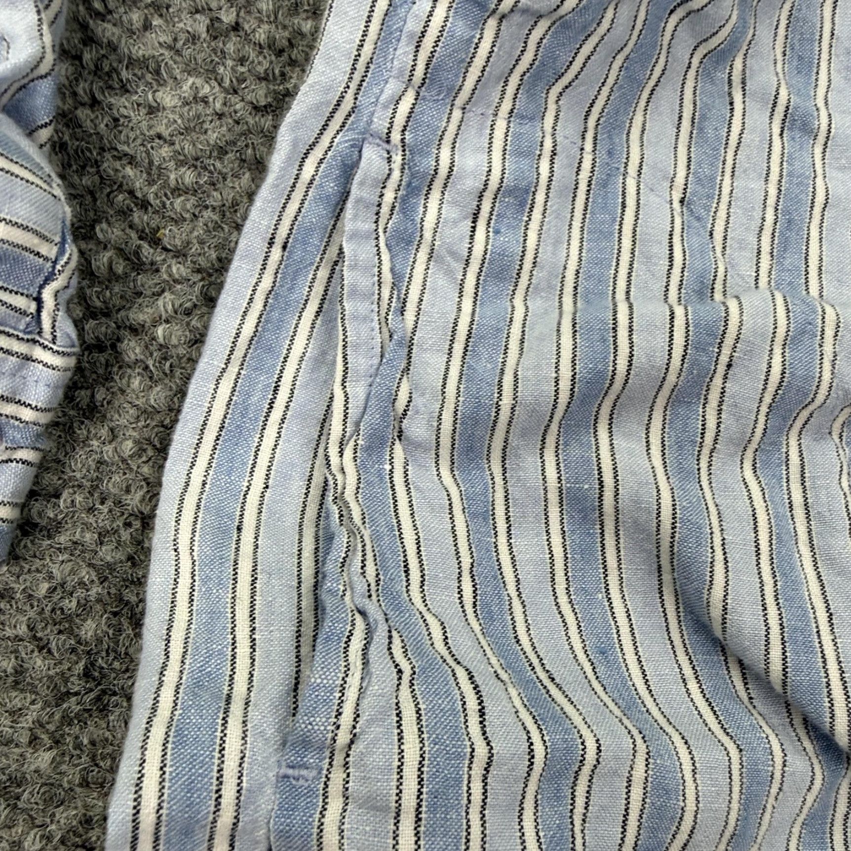 Vintage Love Linen Shirt Dress Womens XS Blue White Striped Button Front 100% Linen Size XS / US 0-2 / IT 36-38 - 3 Thumbnail