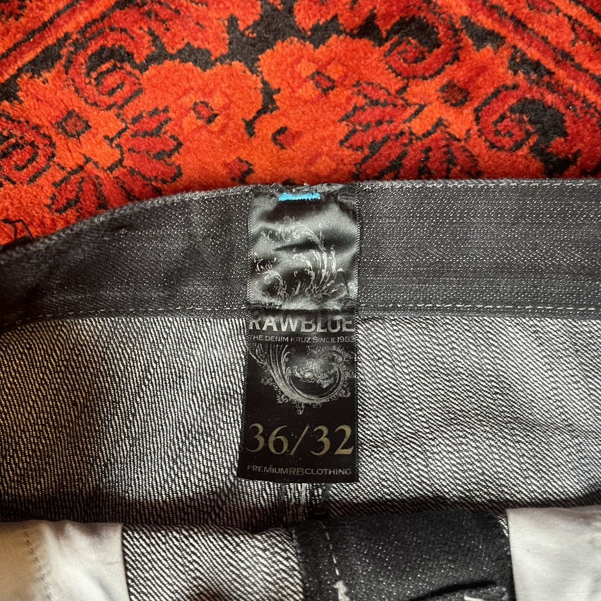 Other Raw Blue Jeans Y2K Turquoise Blue Baroque Skull Wing Graphic Size US 36 / EU 52 - 11 Thumbnail