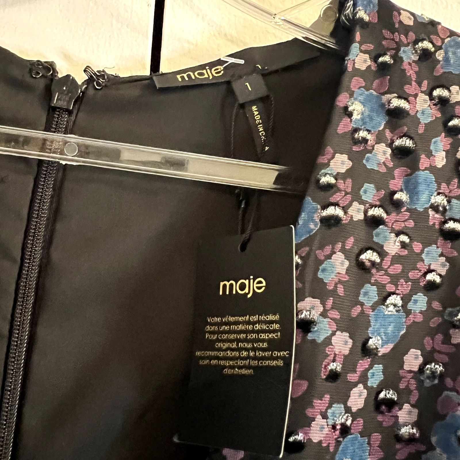 Maje Maje Revana Floral Burnout Velvet Dress size 1 S Size S / US 4 / IT 40 - 6 Thumbnail
