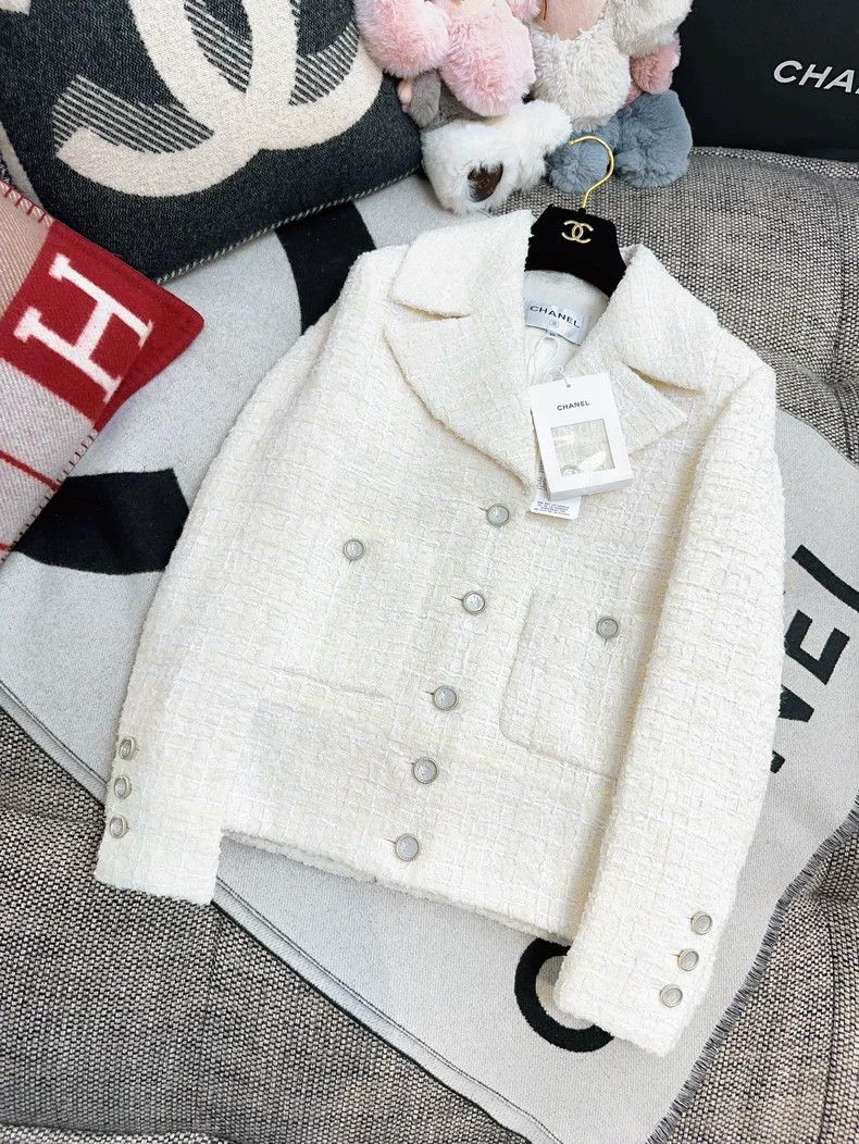 Chanel Chanel 22p white tweed braided lapel jacket Size XXS / US 00 / IT 34 - 1 Thumbnail