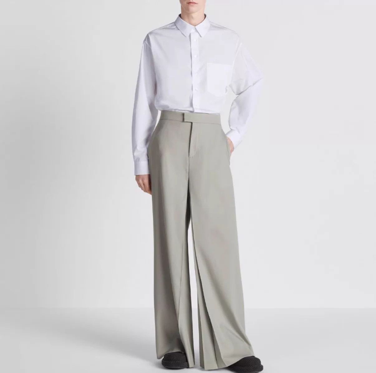 Dior Dior Men's 23fw Fog Gray Pleated Wide-Leg Trousers Size US 32 / EU 48 - 7 Thumbnail