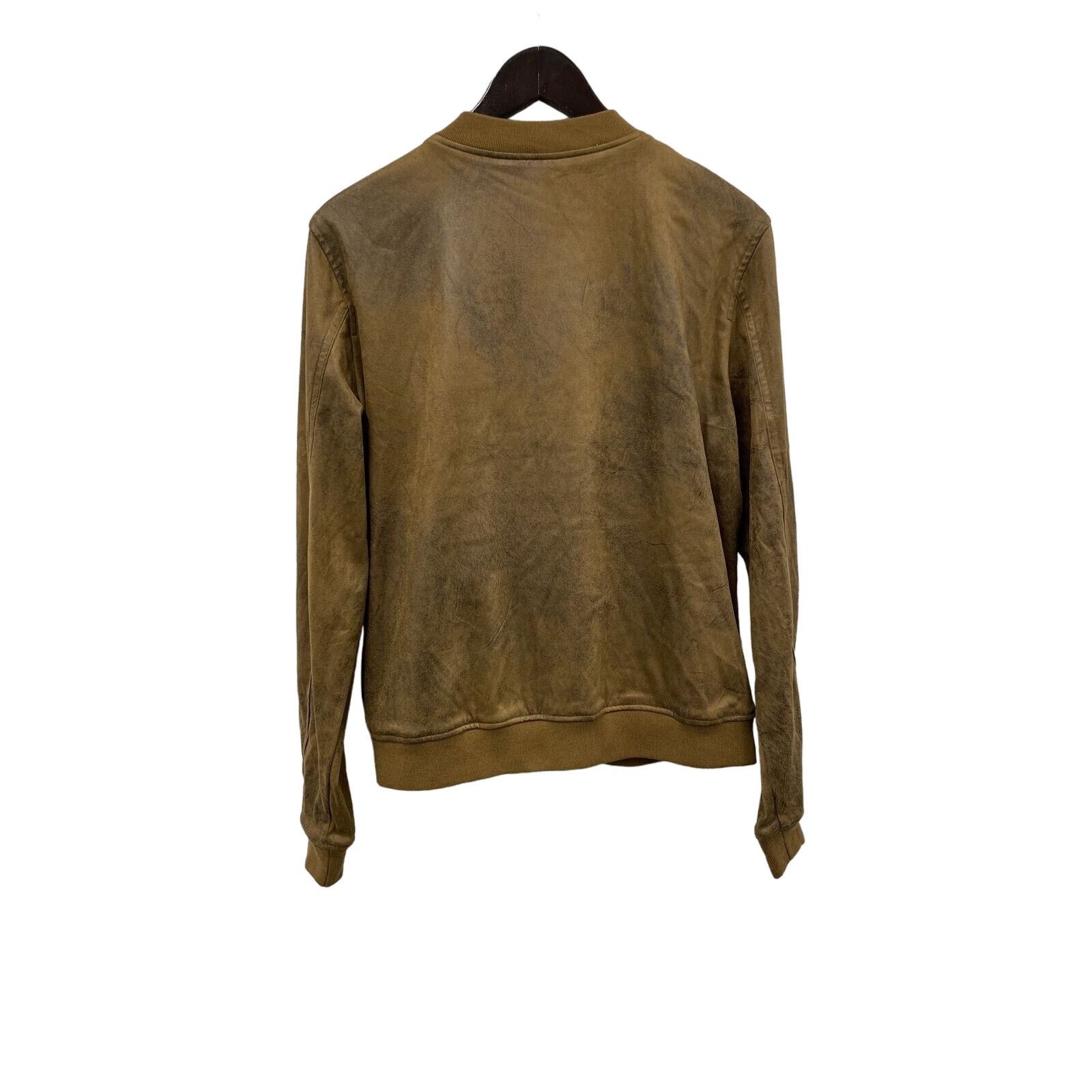 D.Exterior DEX Womens Jacket Large Tan Faux Suede Vegan Leather Bomber Size L / US 10 / IT 46 - 2 Thumbnail