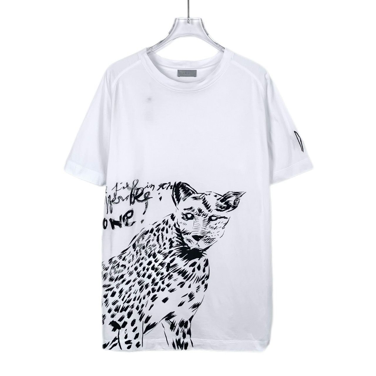Dior Dior Mens White Leopard Print Graphic T-Shirt M Cotton Size US M / EU 48-50 / 2 - 1 Thumbnail