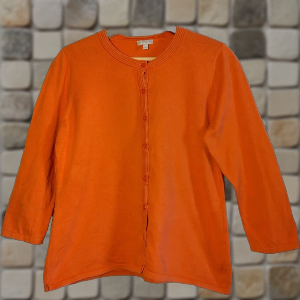Talbots Talbots Cardigan Sweater Women M Orange Cotton Button Up Round Neck Long Sleeve Casual Travel Business Size M / US 6-8 / IT 42-44 - 1 Thumbnail