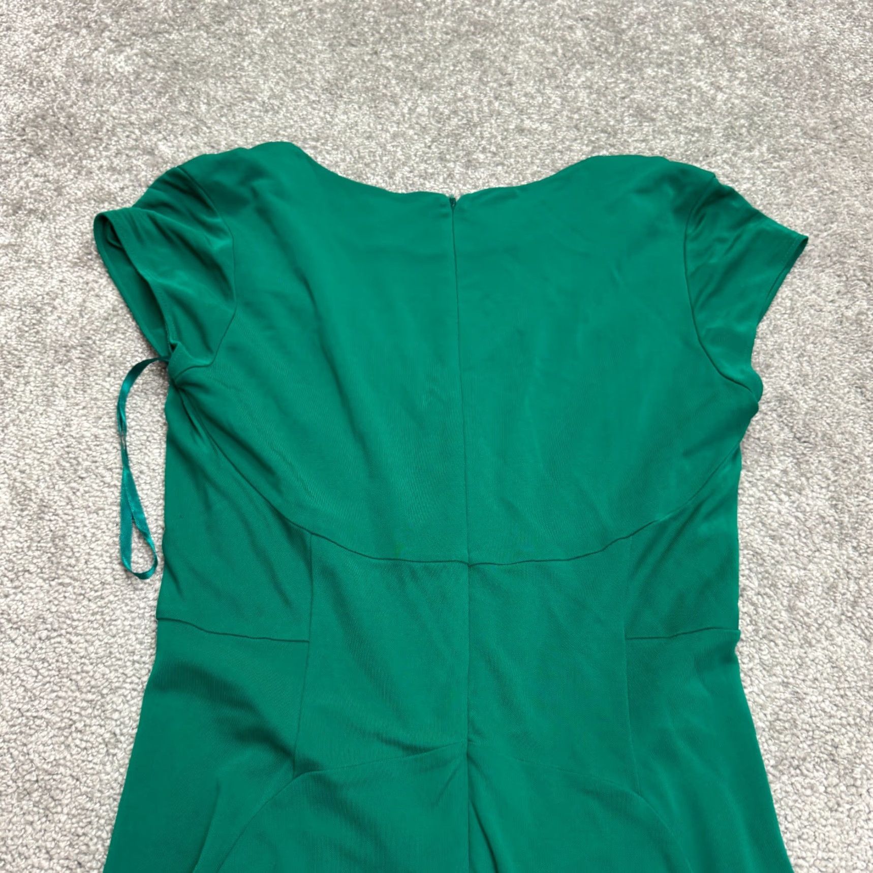 Banana Republic Banana Republic A-Line Dress Womens 8 Green Ruched V-Neck Business Casual Size M / US 6-8 / IT 42-44 - 3 Thumbnail
