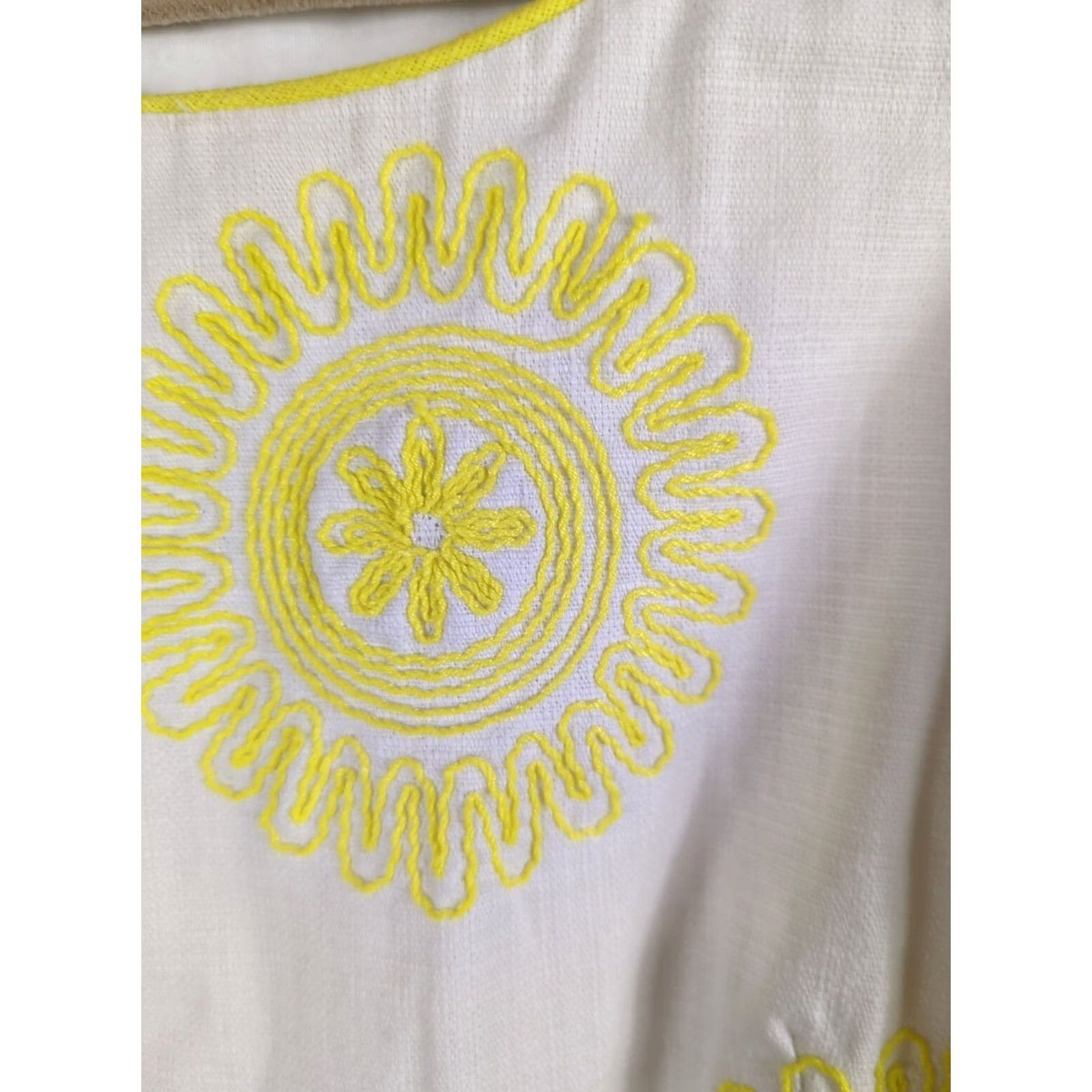 Boden Boden Sheath Dress womens Size 2 Petite sleeveless cotton zip embroidered White Yellow Size XS / US 0-2 / IT 36-38 - 2 Thumbnail