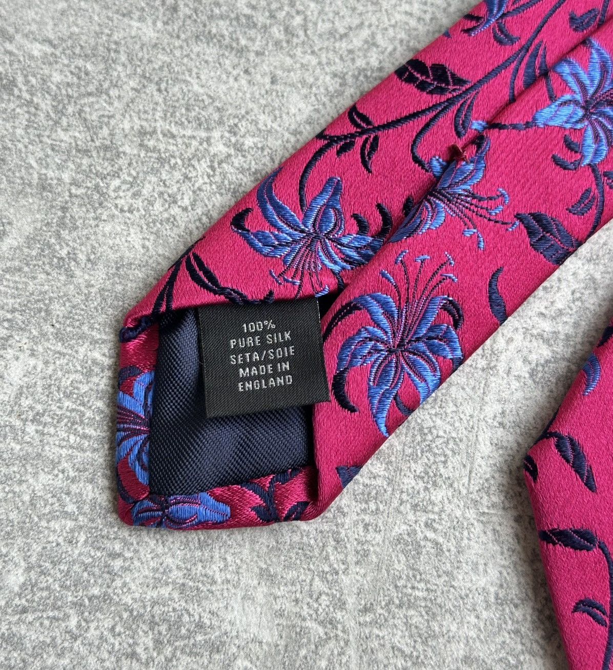 Duchamp Duchamp London Mens Silk Tie Pink Floral Pattern Handmade Size ONE SIZE - 8 Thumbnail