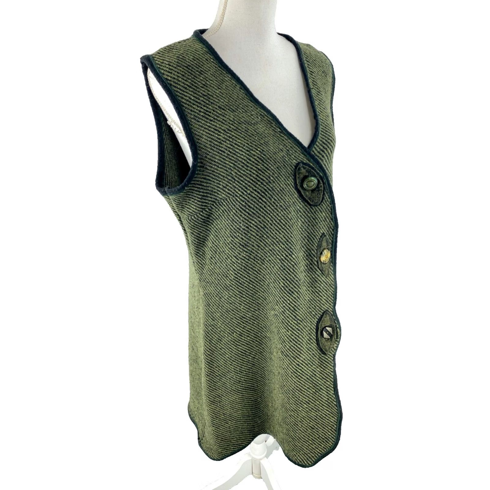 Vintage Rusty Tipton Cardigan Xs Green Tunic Vest Lagenlook Art To Wear Artsy Designs Ooak Womens, Women's — image 5 of 6