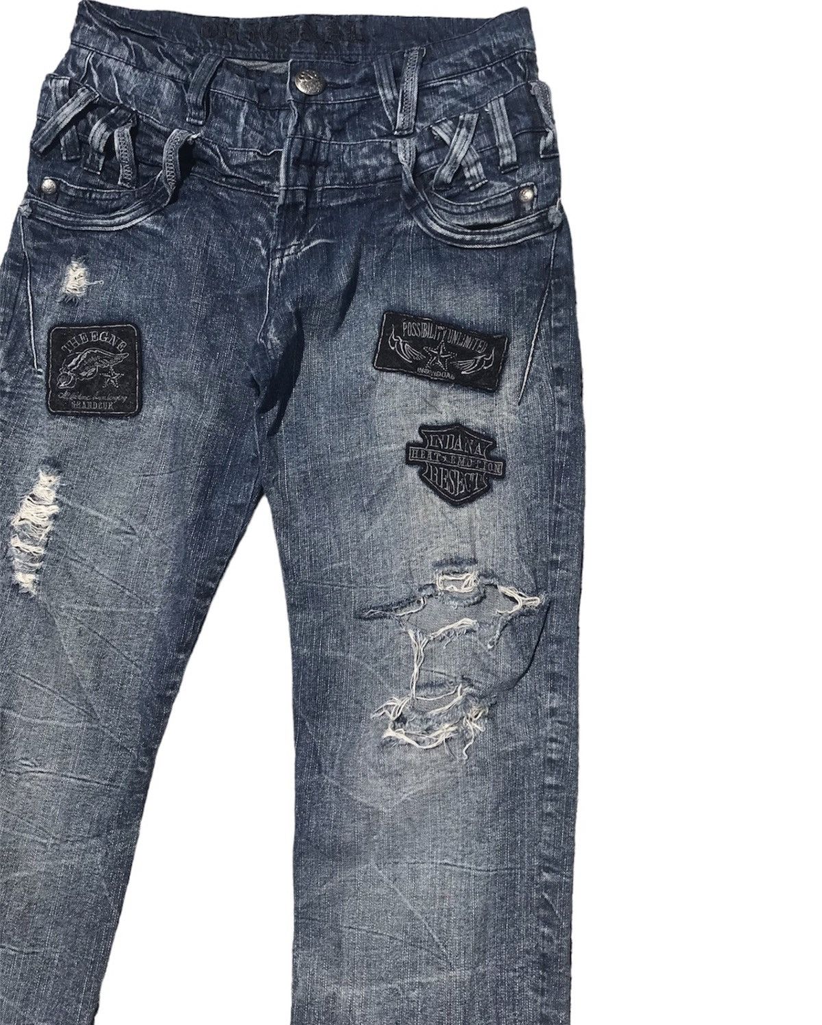 Japanese Brand × KMRii × Le Grande Bleu (L.G.B.) OriginalStyle Distressed Double Waist Jeans Size US 30 / EU 46 - 4 Thumbnail