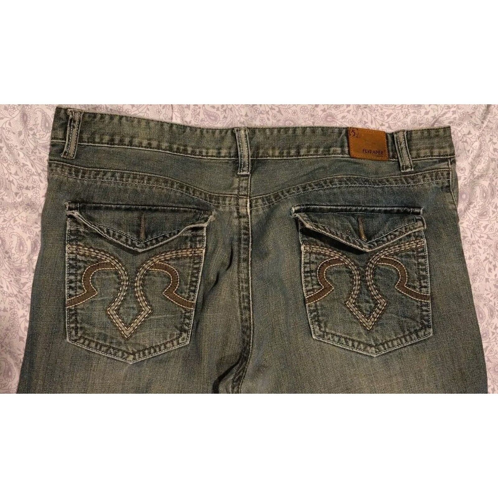 Flypaper Jeans Flypaper Jeans Distressed Straight Bootcut Men's Size 36x30 Size US 36 / EU 52 - 4 Thumbnail