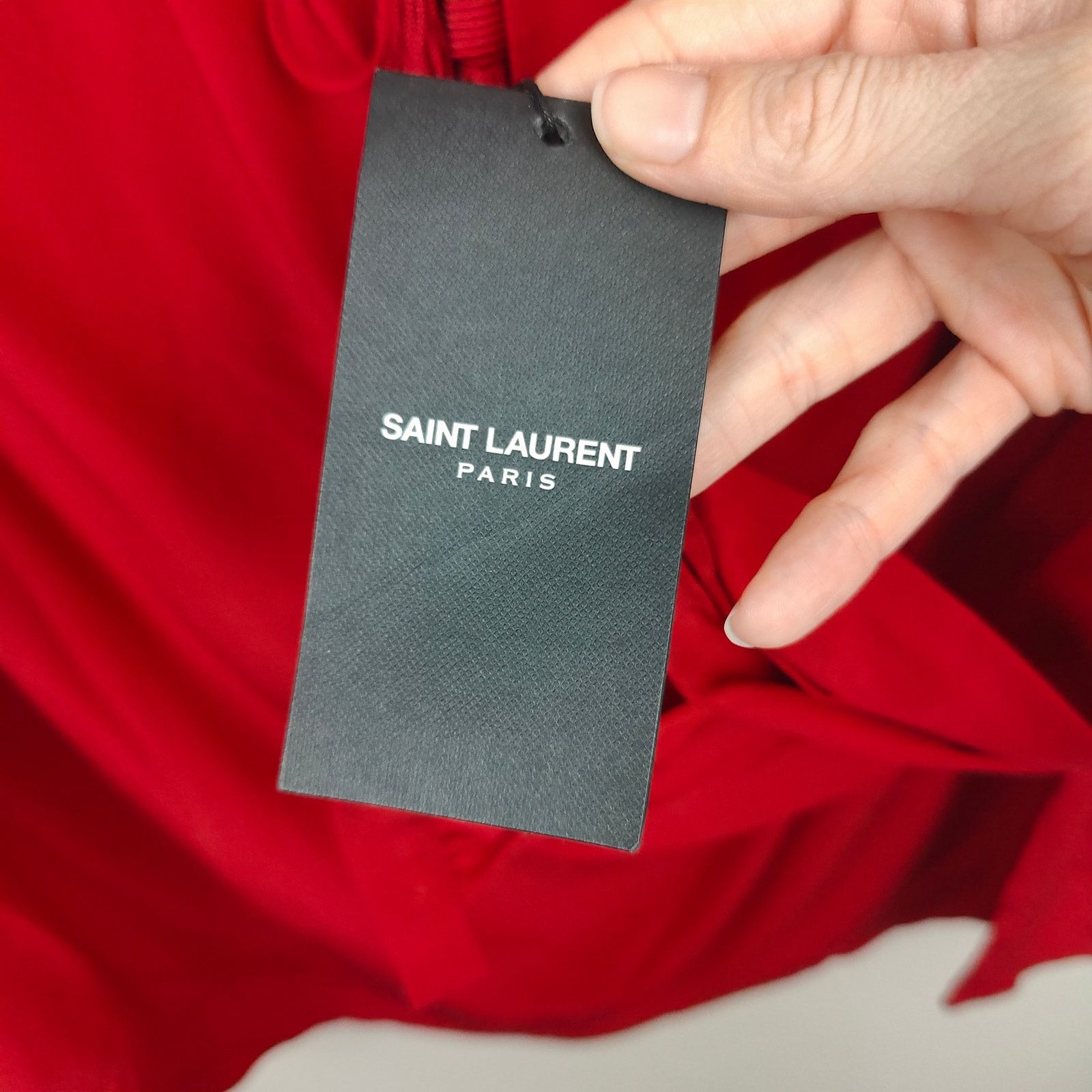 Saint Laurent Paris Saint Laurent Blouse Womens FR 40 US 8 Red Silk Puff Sleeve Size L / US 10 / IT 46 - 8 Thumbnail