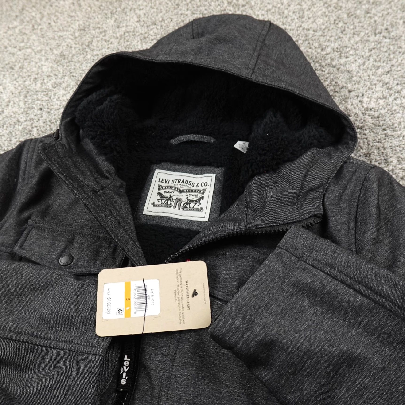 Levi's Levis Jacket Mens S Gray Hooded Sherpa Lined Water Resistant Outdoor Coat Size US S / EU 44-46 / 1 - 2 Thumbnail