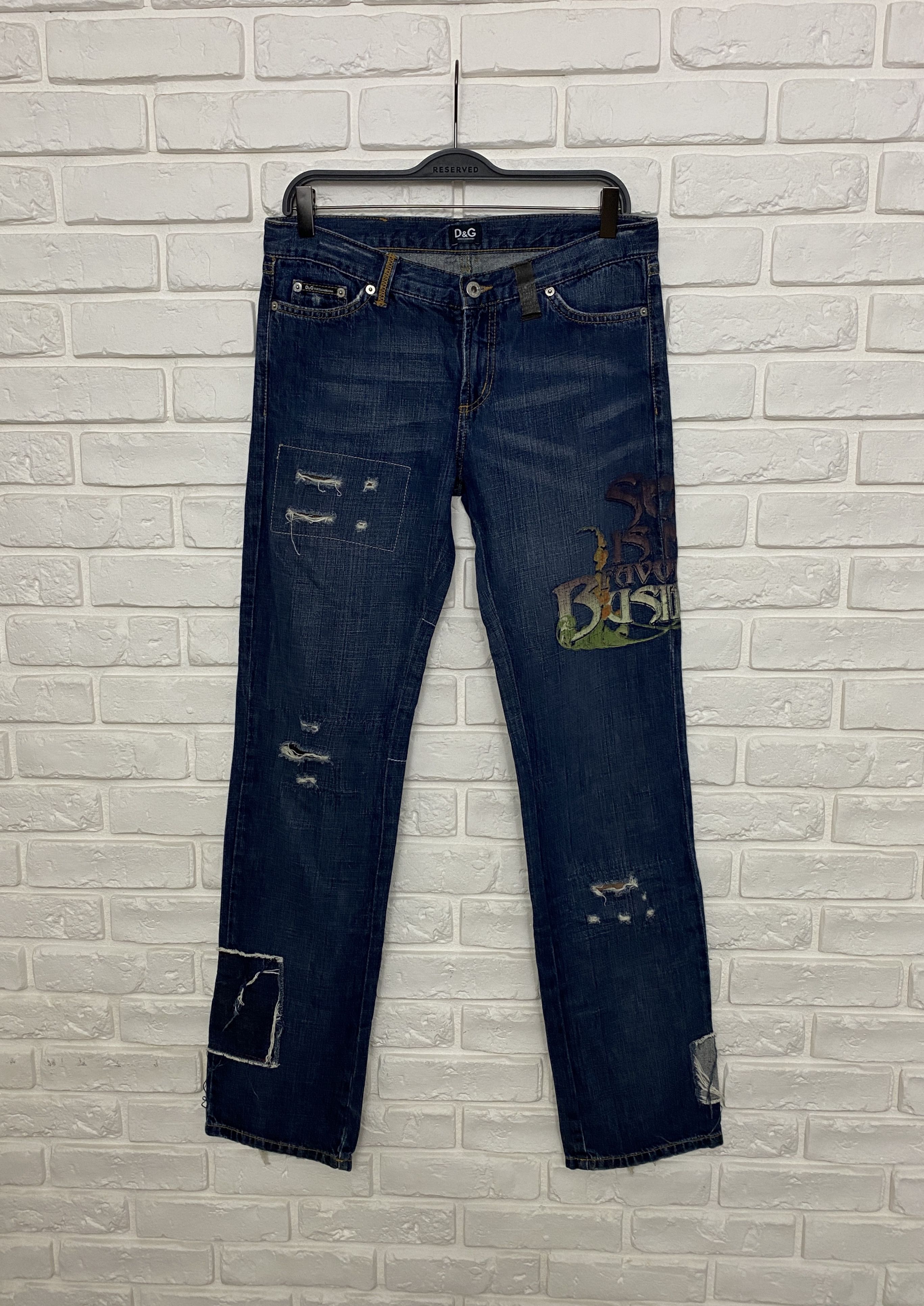 image of Dolce Gabbana x Vintage Dolce&gabbana Denim Pants Sex Is My Favorite Business 30/44 in Navy Blue, W