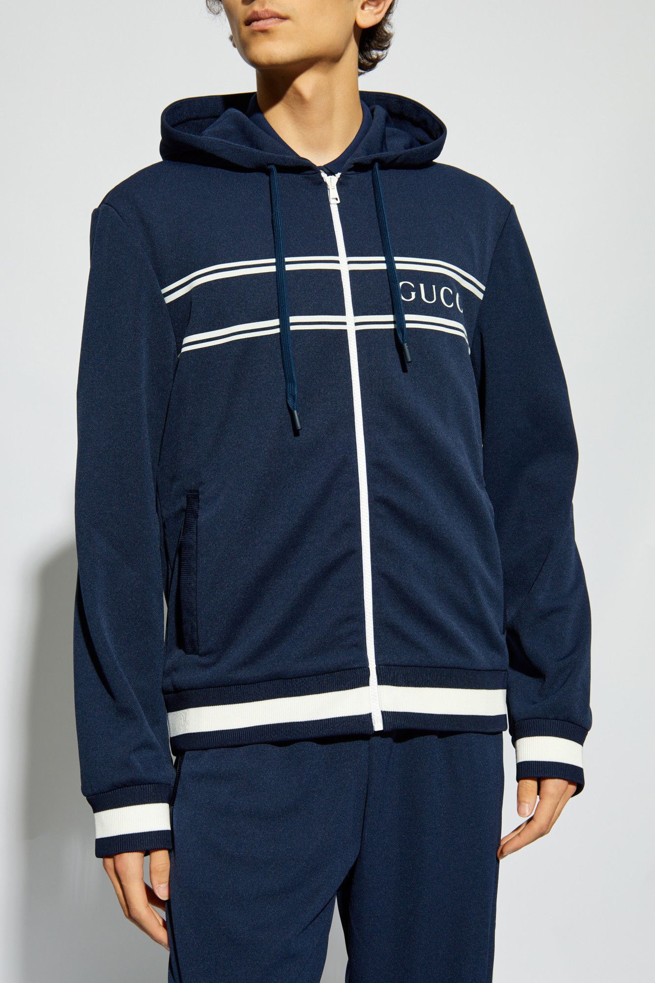 Gucci o1la5ras0426 Technical Jersey Hooded Sweatshirt in Navy Blue Size US XS / EU 42 / 0 - 3 Thumbnail