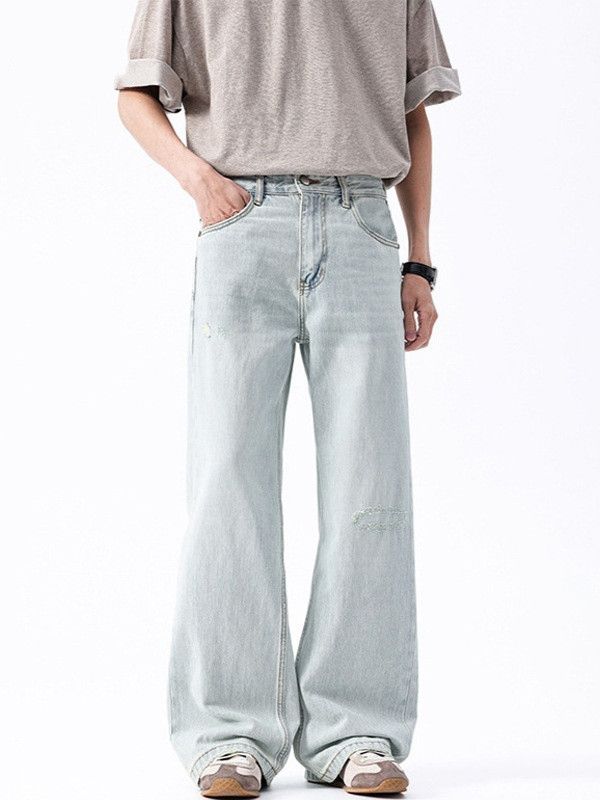 Japanese Brand Men's distressed bamboo-joint wide-leg jeans Size US 32 / EU 48 - 1 Thumbnail
