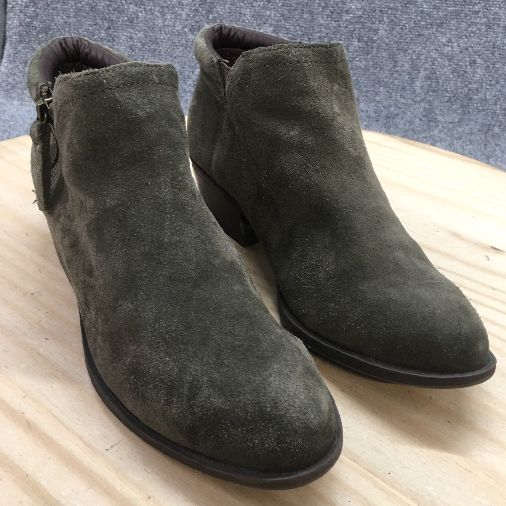 Vintage White Mountain Boots Womens 9 Side Zip Ankle Bootie Green Suede Block Heels - Boot, Women, Green, Suede, Side Zip, 9, White Mountain, Block Heel Size US 9 / IT 39 - 7 Thumbnail